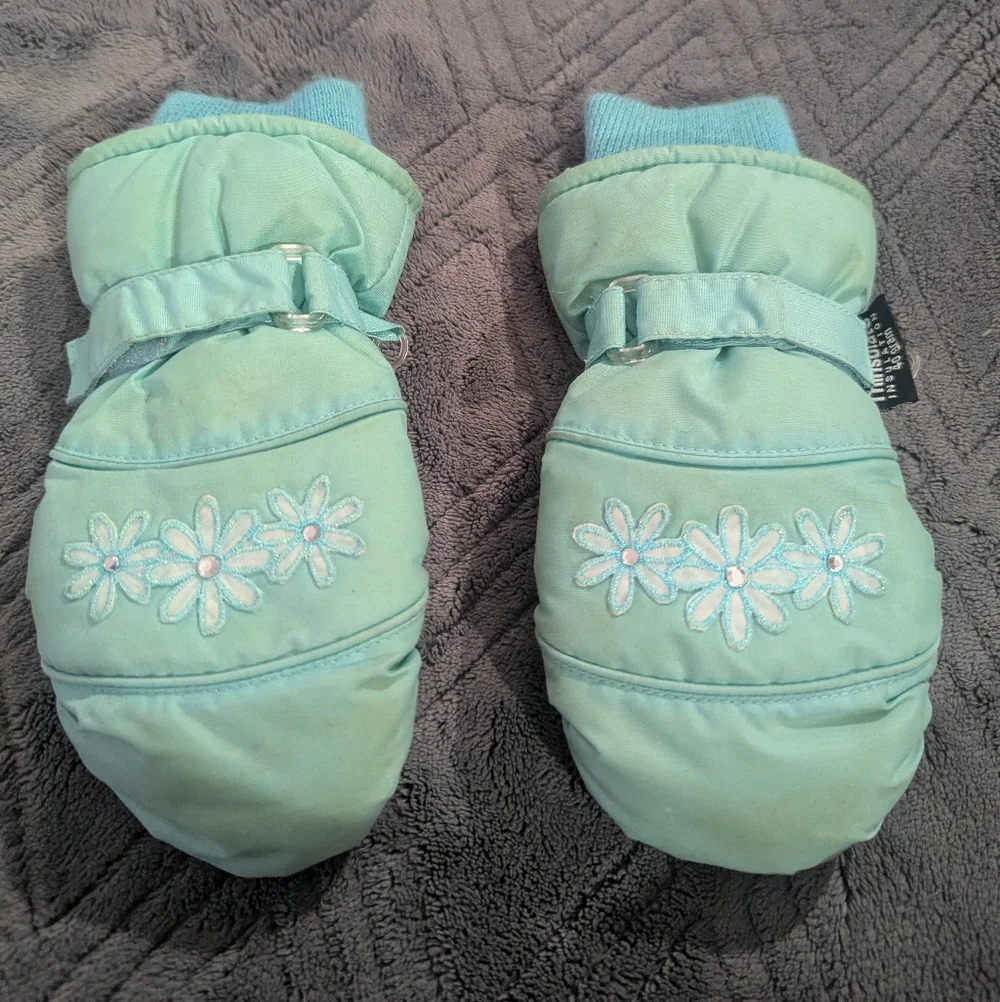 Kids Teal Insulated Mittens
